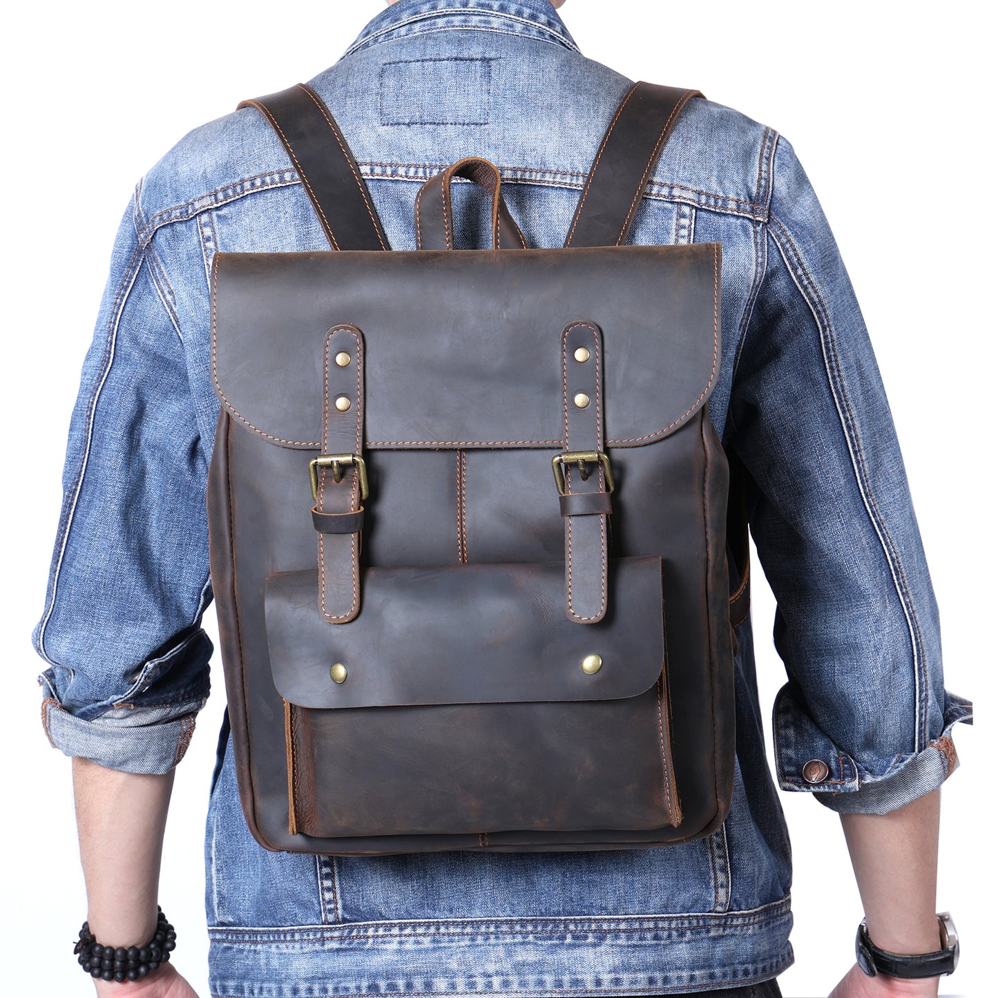 Men's Vintage Leather Backpack |  Full Grain Leather | Laptop Daypack