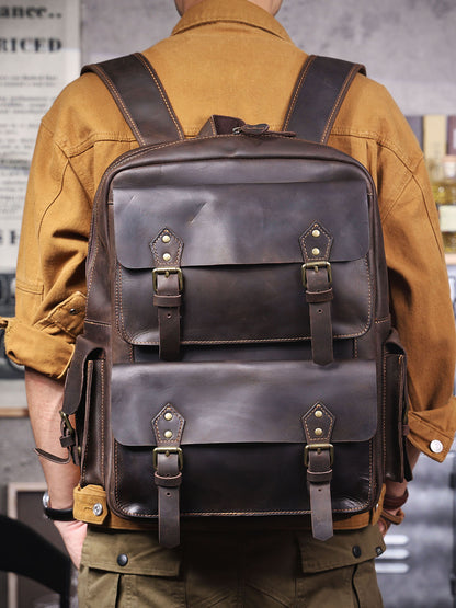 Men's Vintage Leather Backpack |  Full Grain Leather |  Large Daypack