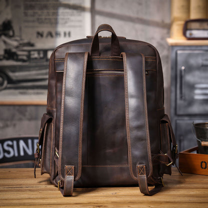 Men's Vintage Leather Backpack |  Full Grain Leather |  Large Daypack