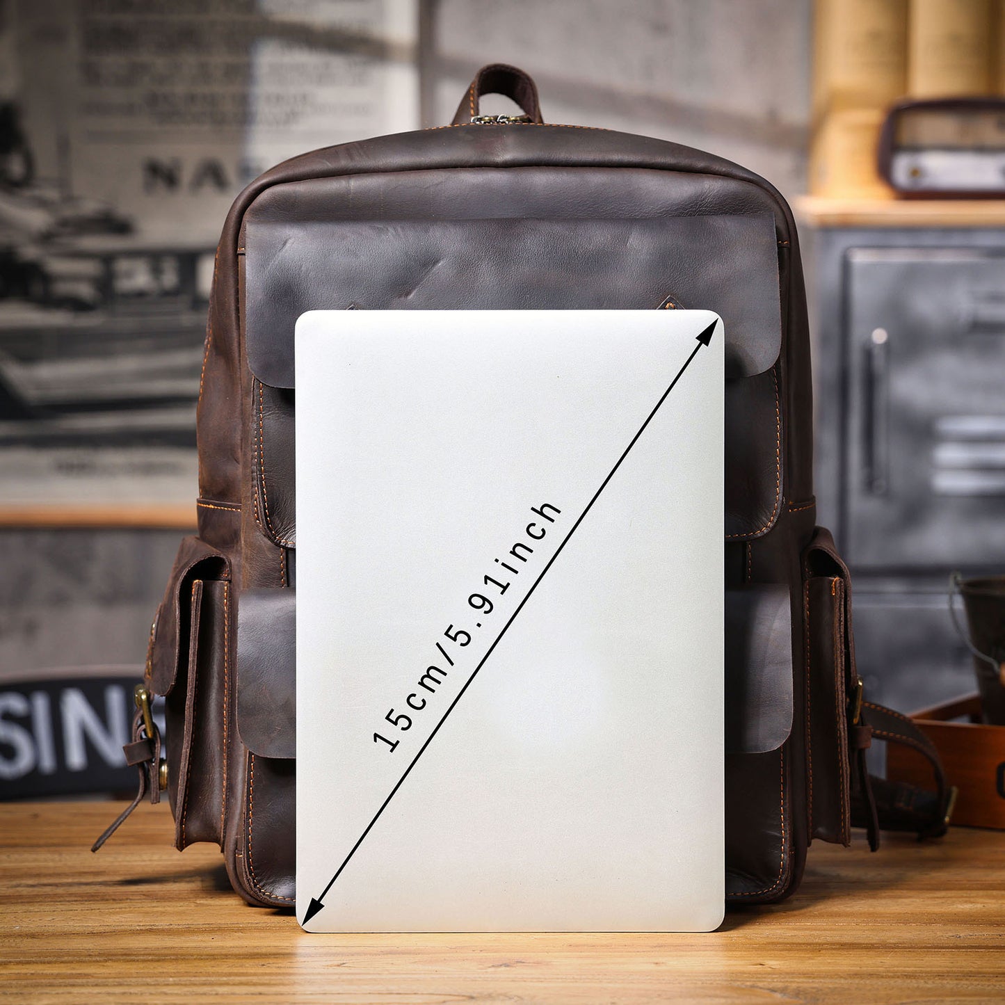 Men's Vintage Leather Backpack |  Full Grain Leather |  Large Daypack