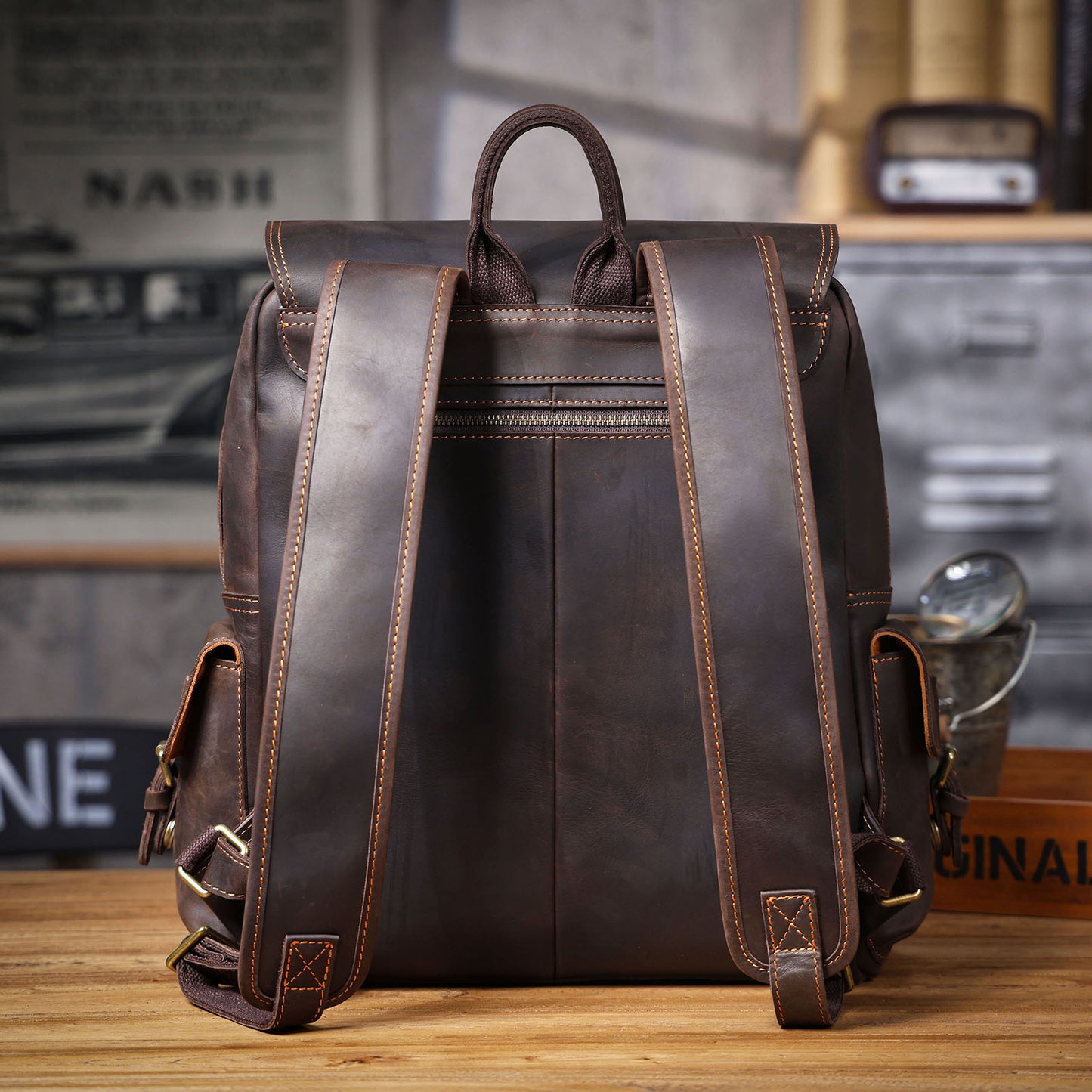 Men's Vintage Leather Backpack |  Full Grain Leather | Daypack