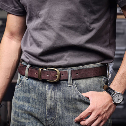 Genuine Leather Belt |Thick Full Grain | Solid Brass Buckle