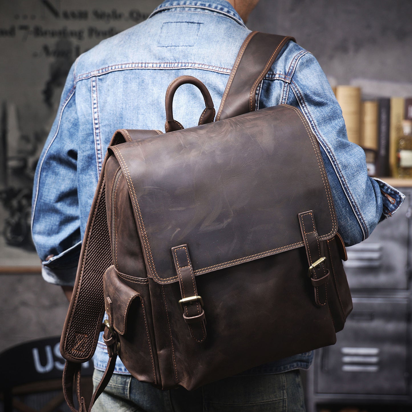 Men's Vintage Leather Backpack |  Full Grain Leather | Daypack