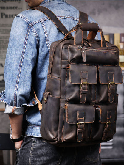 Men's Vintage Leather Backpack |  Full Grain Leather | Daypack