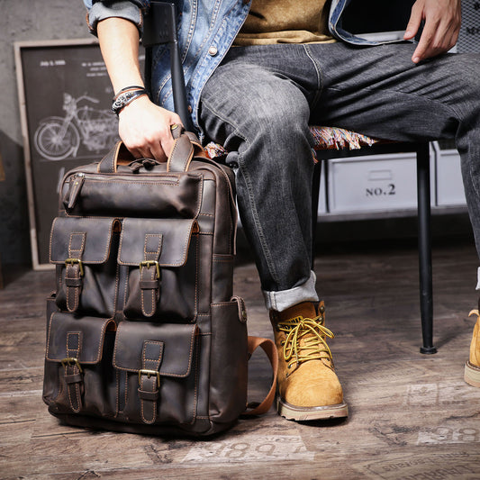 Men's Vintage Leather Backpack |  Full Grain Leather | Daypack