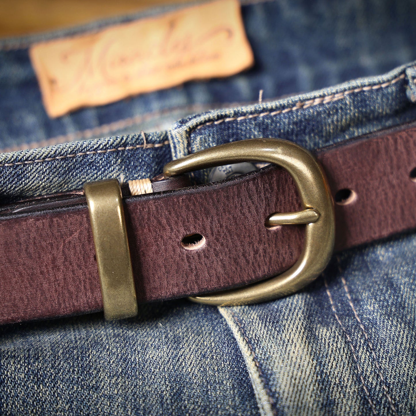 Genuine Leather Belt |Thick Full Grain | Solid Brass Buckle