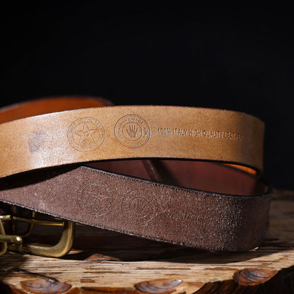 Genuine Leather Men's Belt |Thick Full Grain | Solid Brass Buckle