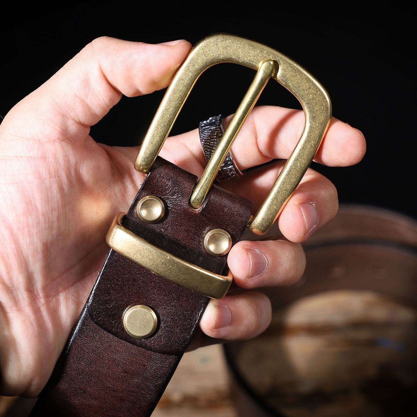 Genuine Leather Men's Belt |Thick Full Grain | Solid Brass Buckle