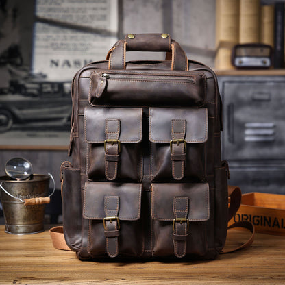 Men's Vintage Leather Backpack |  Full Grain Leather | Daypack