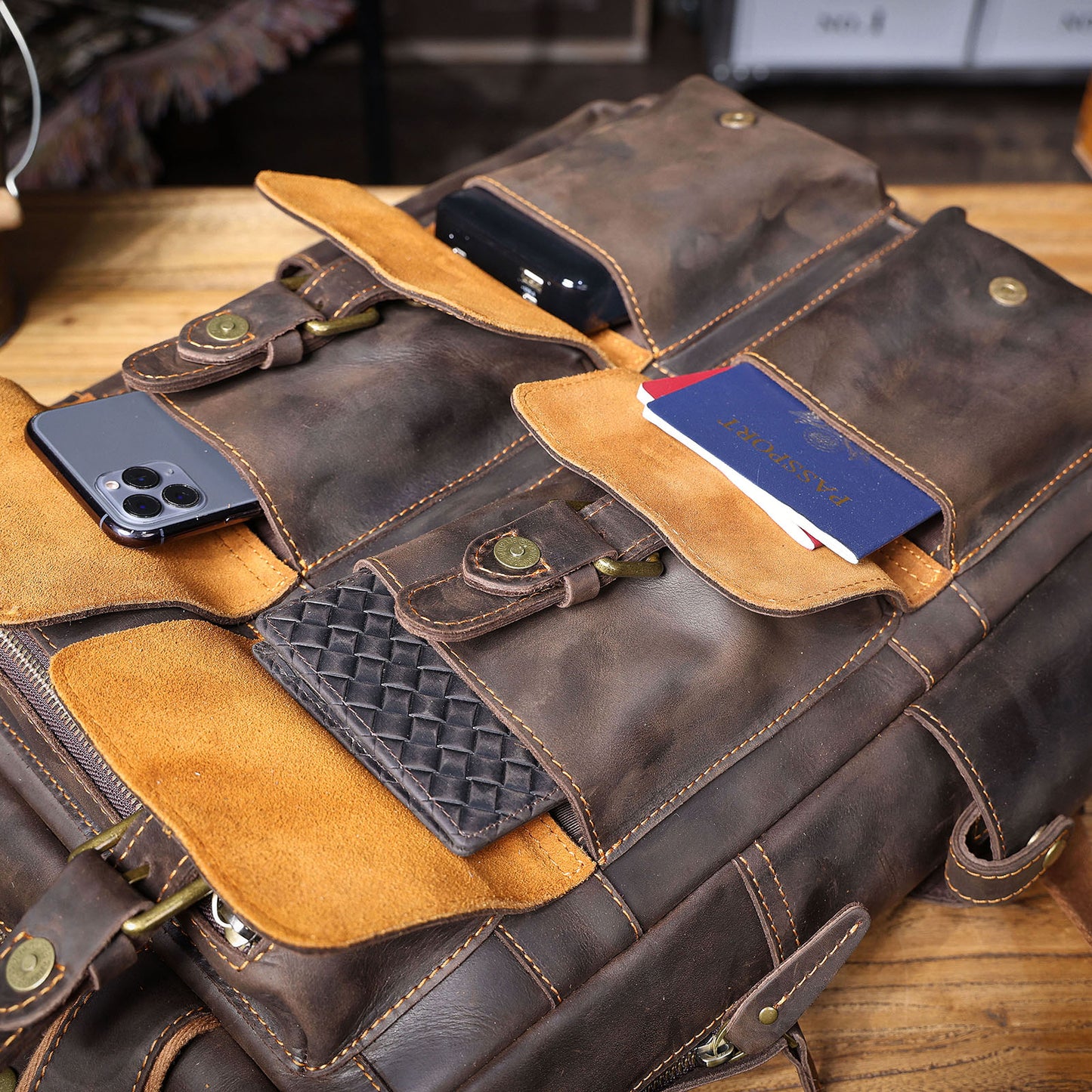 Men's Vintage Leather Backpack |  Full Grain Leather | Daypack