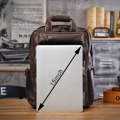 Men's Vintage Leather Backpack |  Full Grain Leather | Daypack