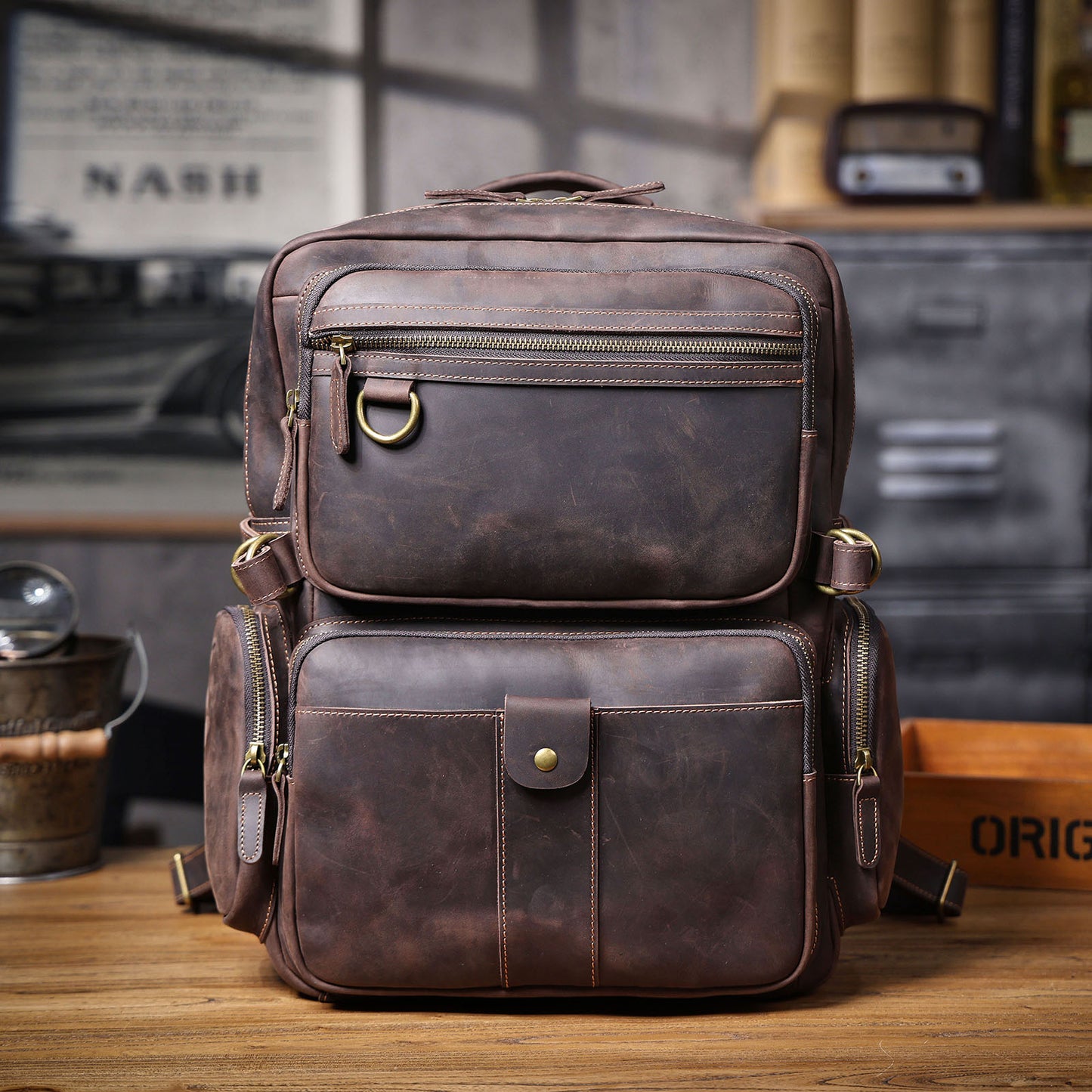 Men's Vintage Leather Backpack |  Full Grain Leather | Daypack