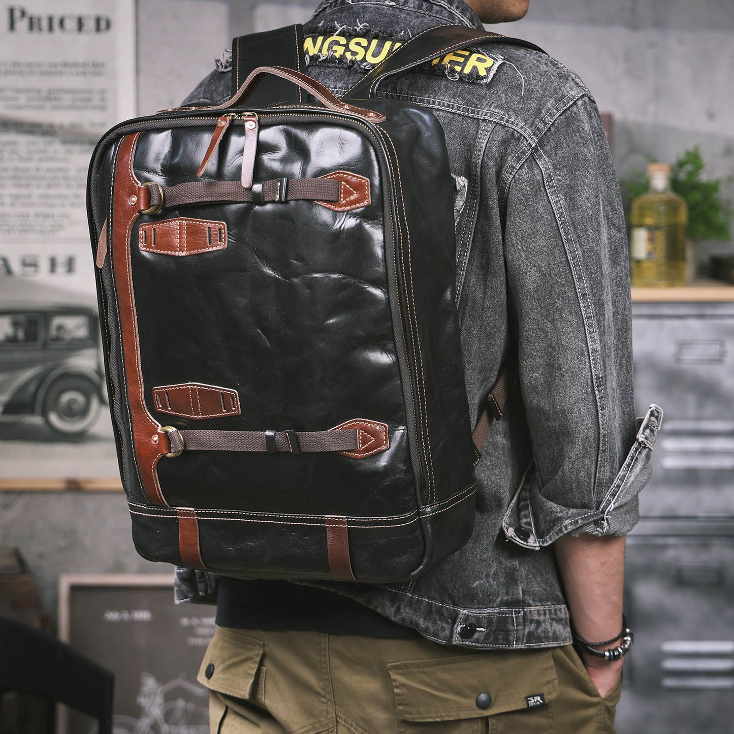 Premium Genuine Leather Backpack |  Italian Full Grain Leather | Men's Daypack