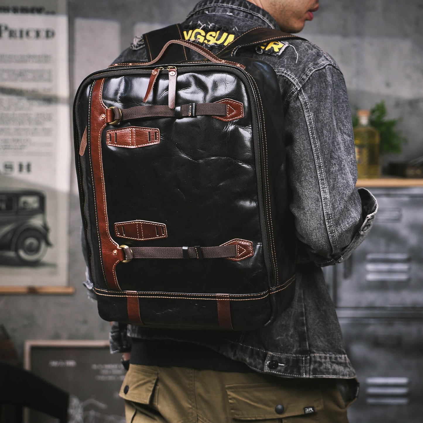 Premium Genuine Leather Backpack |  Italian Full Grain Leather | Men's Daypack
