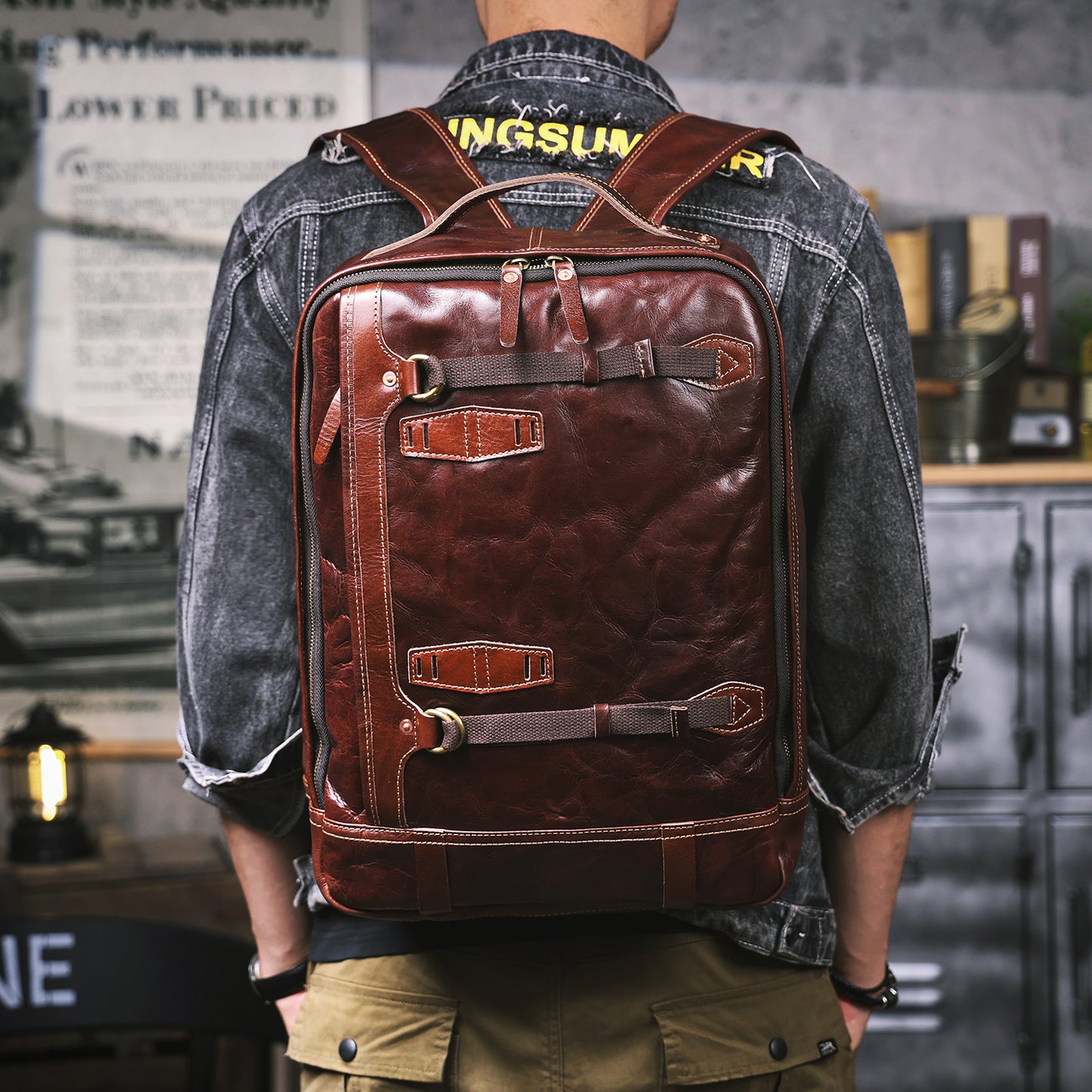 Premium Genuine Leather Backpack |  Italian Full Grain Leather | Men's Daypack