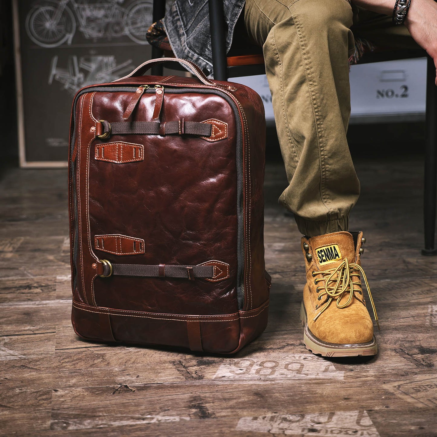 Premium Genuine Leather Backpack |  Italian Full Grain Leather | Men's Daypack