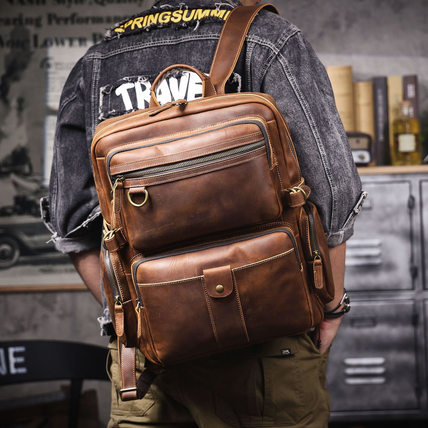 Men's Vintage Leather Backpack |  Full Grain Leather | Daypack