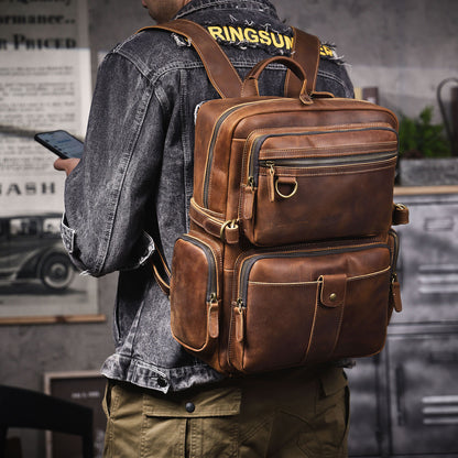 Men's Vintage Leather Backpack |  Full Grain Leather | Daypack