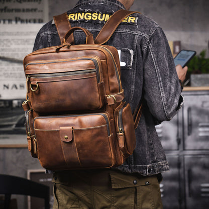 Men's Vintage Leather Backpack |  Full Grain Leather | Daypack