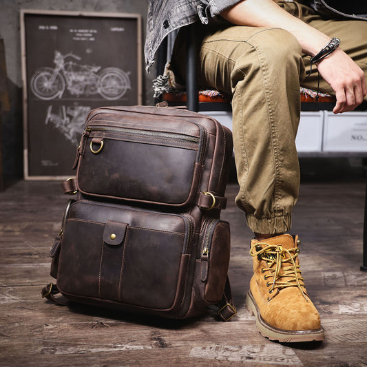 Men's Vintage Leather Backpack |  Full Grain Leather | Daypack