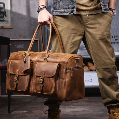 Men's Leather Duffel Bag | Vintage Full Grain Travel Bag