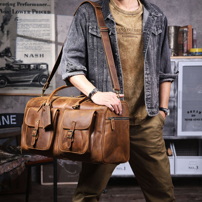 Men's Leather Duffel Bag | Vintage Full Grain Travel Bag