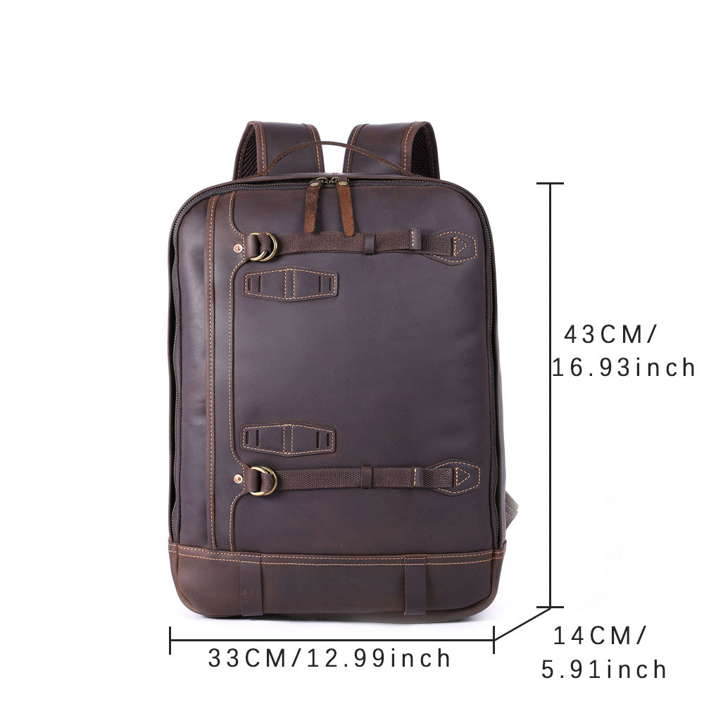 Men's Vintage Leather Backpack |  Full Grain Leather |  Large Daypack