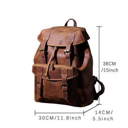 Men's Vintage Leather Backpack |  Full Grain Leather | Daypack