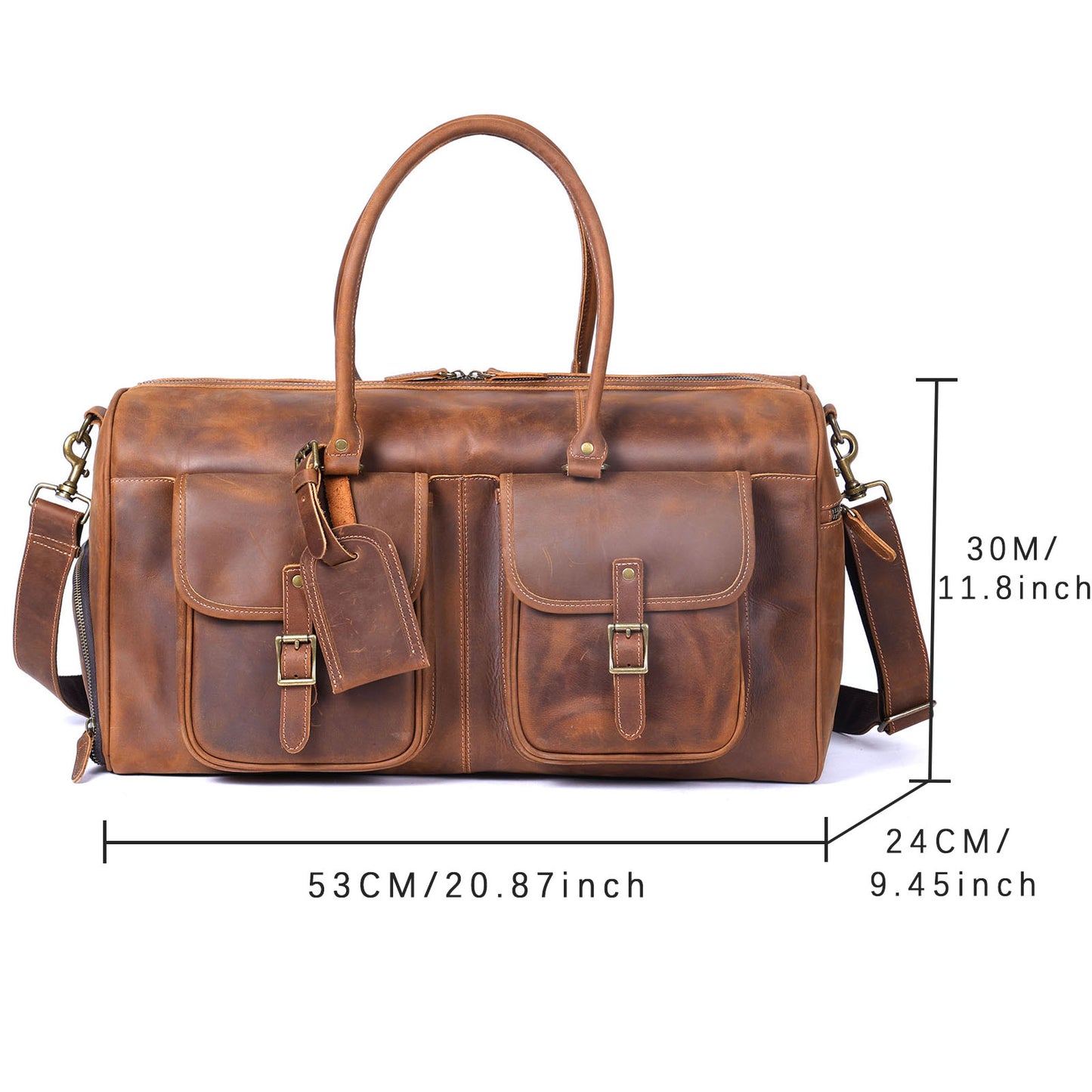 Men's Leather Duffel Bag | Vintage Full Grain Travel Bag