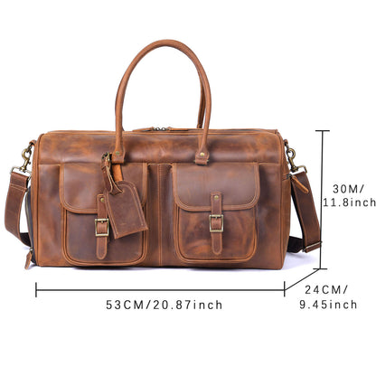 Men's Leather Duffel Bag | Vintage Full Grain Travel Bag