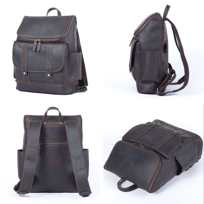 Men's Vintage Leather Backpack |  Full Grain Leather | 17" Large Daypack