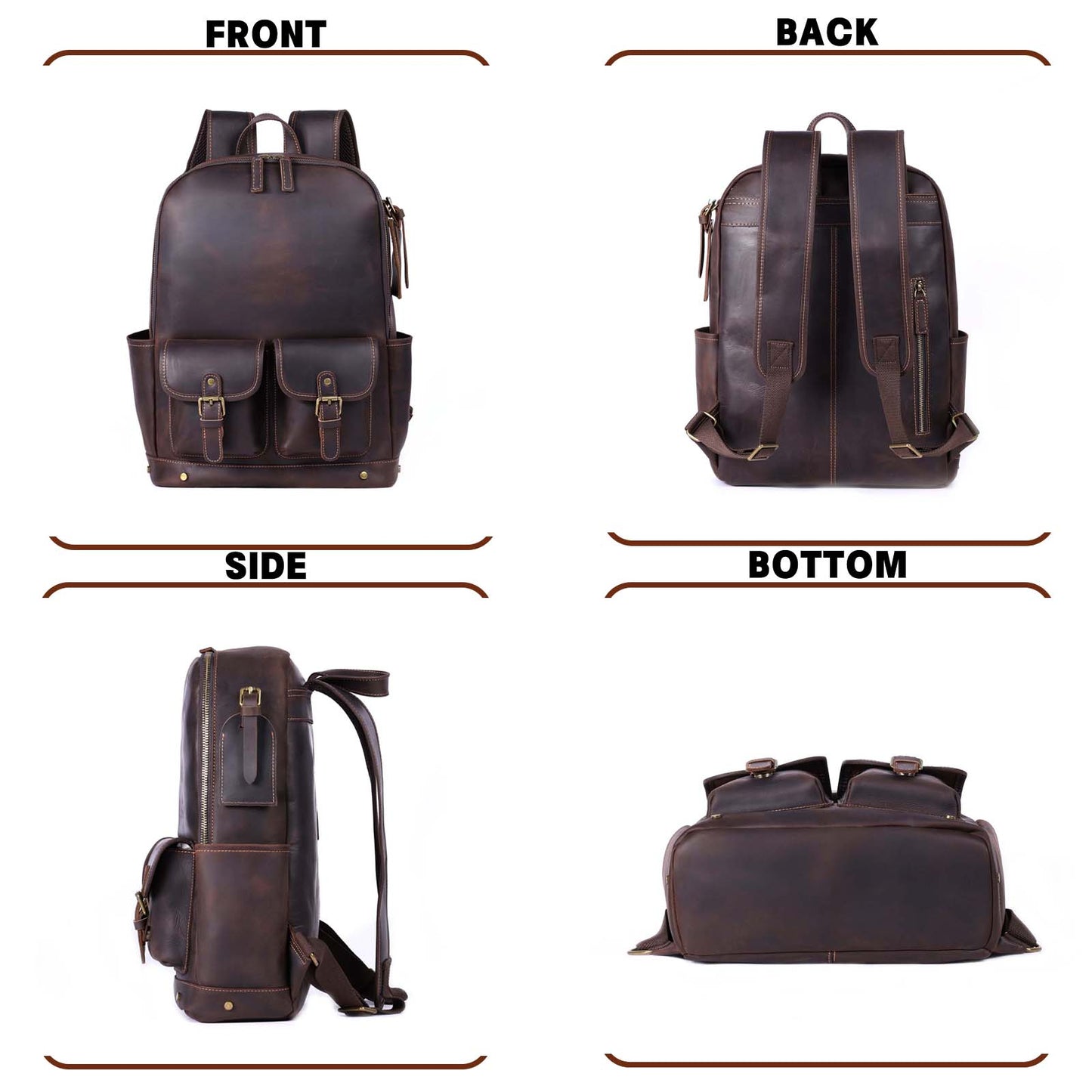 Vintage Genuine Leather Backpack For Men |  |  Full Grain Leather | Travel Daypack