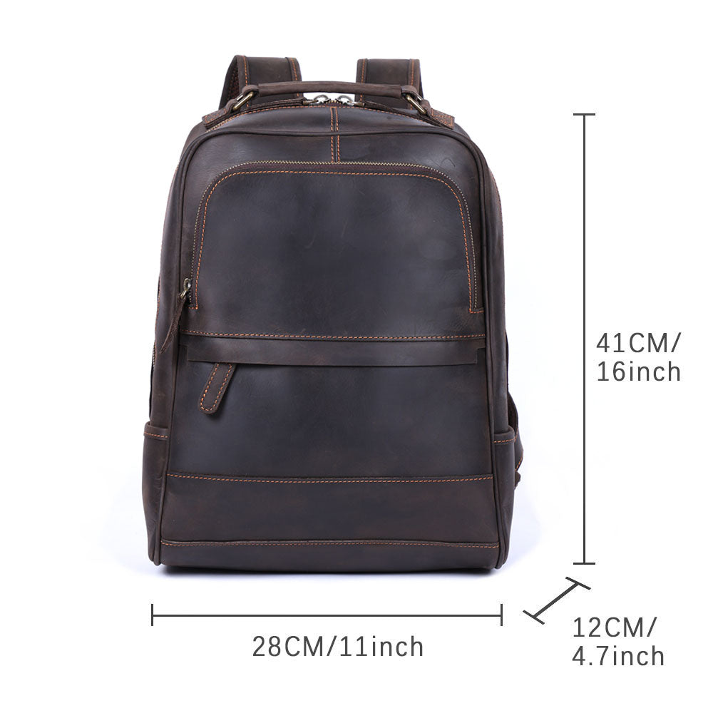 Men's Vintage Leather Backpack |  Full Grain Leather | Laptop Daypack