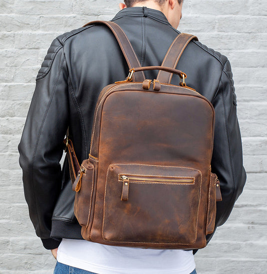 Men's Vintage Leather Backpack |  Full Grain Leather | Daypack