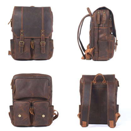 Men's Vintage Leather Backpack |  Full Grain Leather | Large Capacity