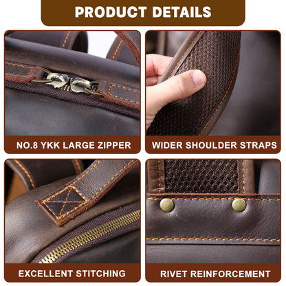 Genuine Leather Backpack For Men | Full Grain Leather | Handcrafted Daypack