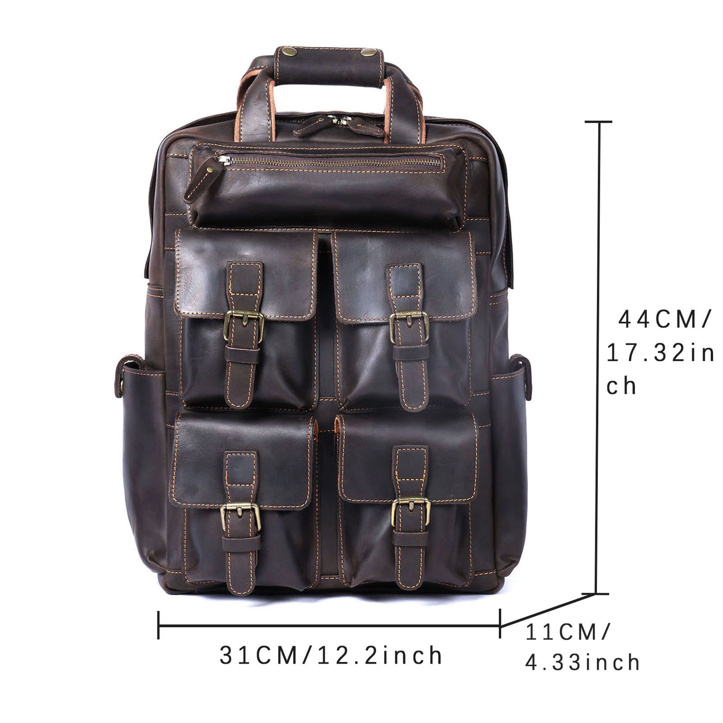 Men's Vintage Leather Backpack |  Full Grain Leather | Daypack