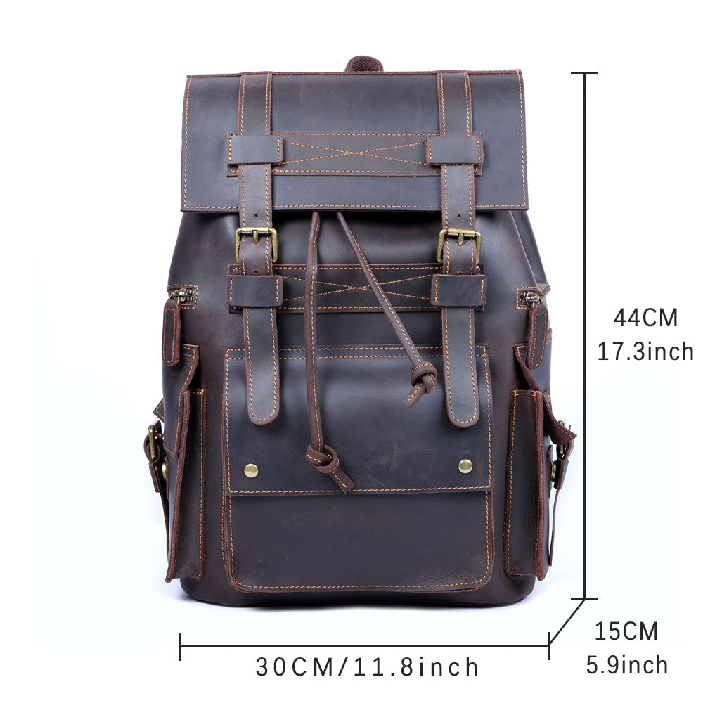 Men's Vintage Leather Backpack |  Full Grain Leather | Large Capacity