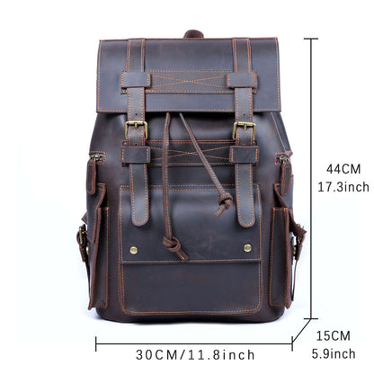 Men's Vintage Leather Backpack |  Full Grain Leather | Large Capacity