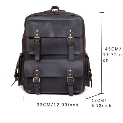 Men's Vintage Leather Backpack |  Full Grain Leather |  Large Daypack