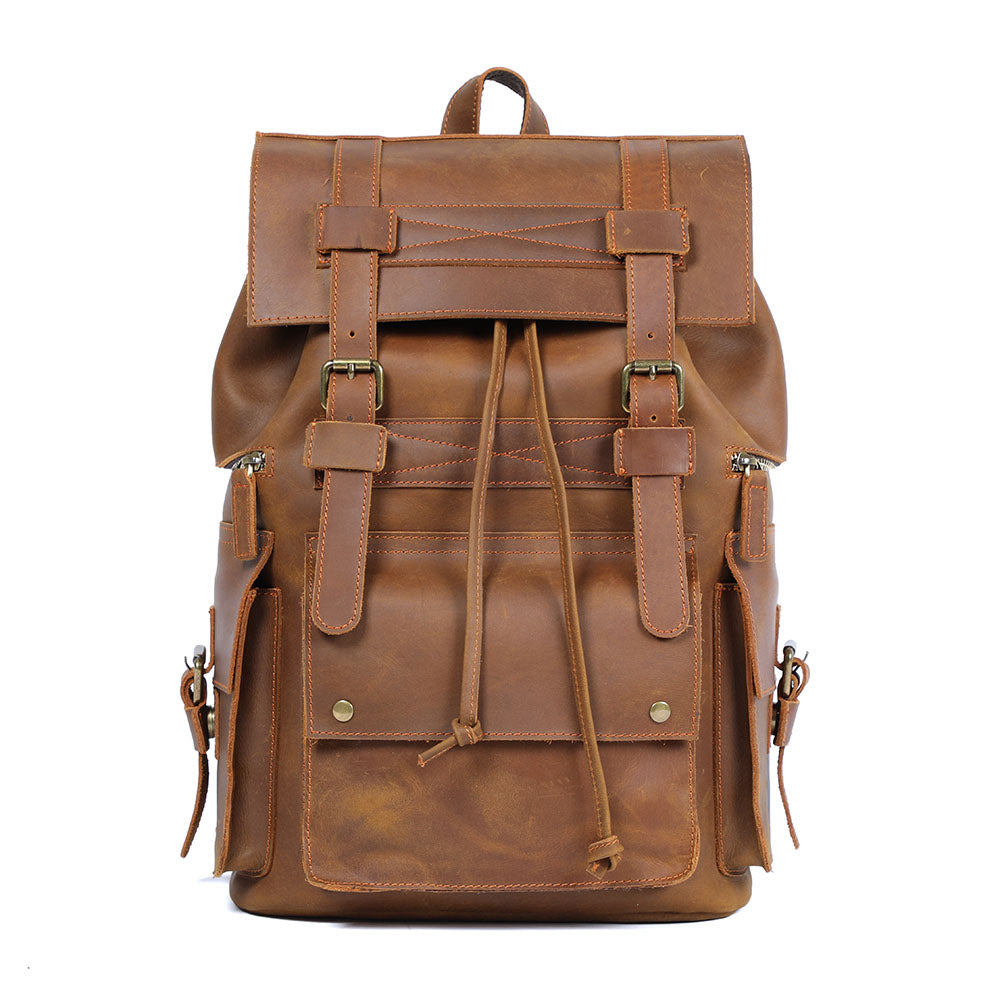 Men's Vintage Leather Backpack |  Full Grain Leather | Large Capacity