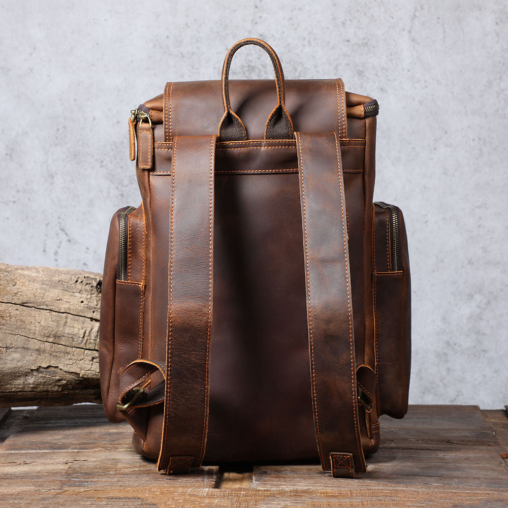 Men's Leather Backpack | Vintage Full Grain Daypack | Large Capacity