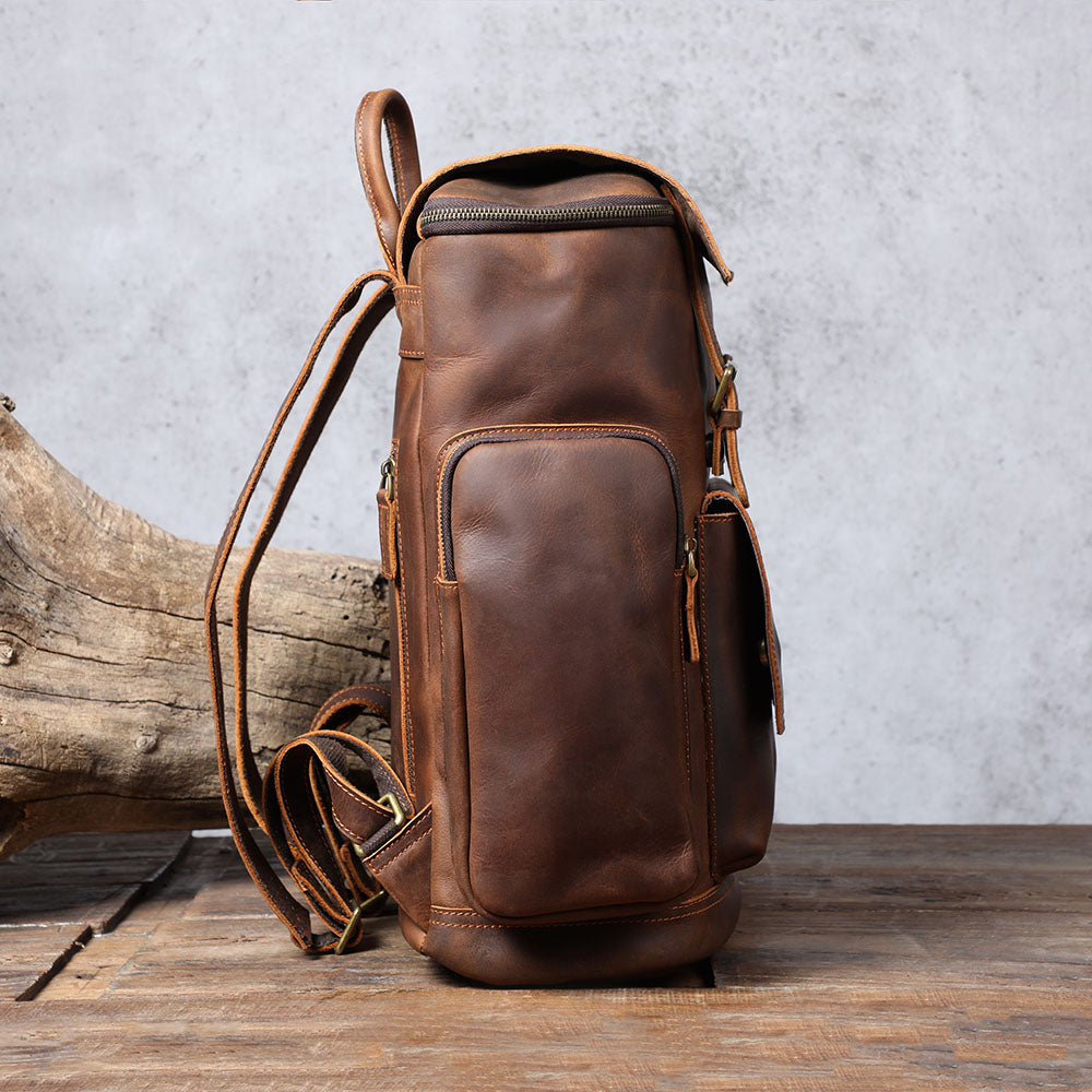 Men's Leather Backpack | Vintage Full Grain Daypack | Large Capacity