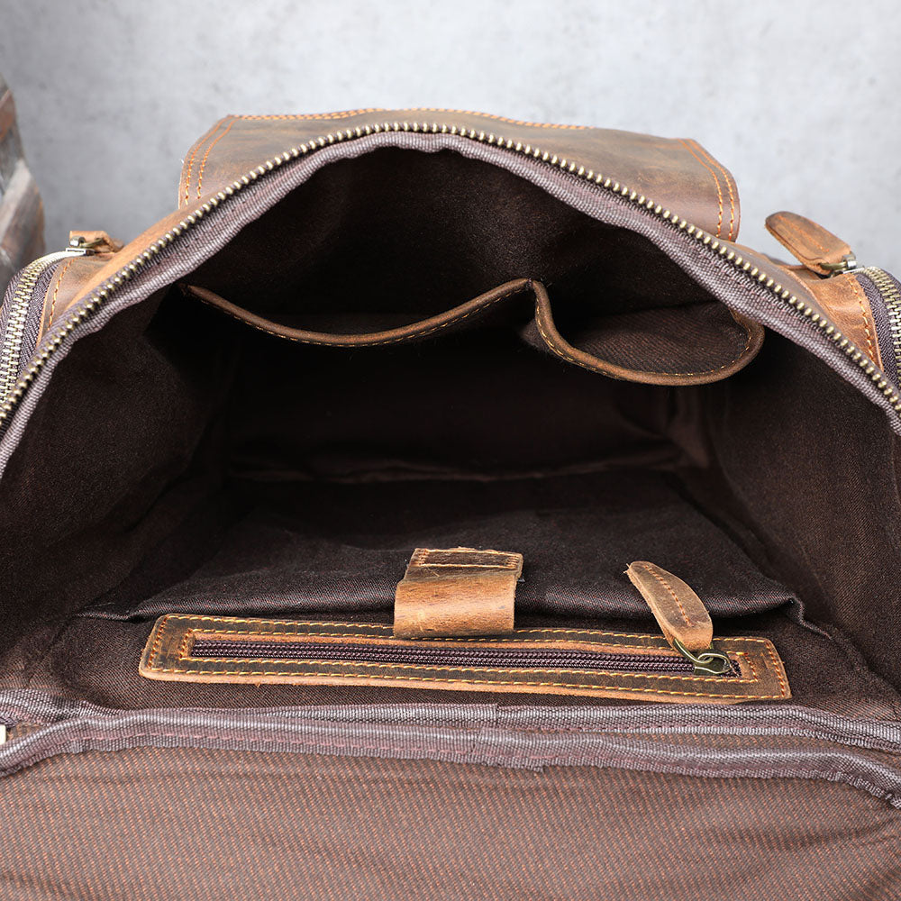 Men's Leather Backpack | Vintage Full Grain Daypack | Large Capacity