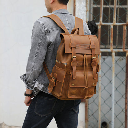 Men's Vintage Leather Backpack |  Full Grain Leather | Large Capacity
