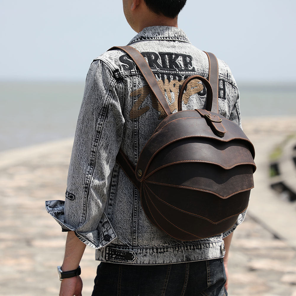 Stylish Leather Backpack |  Full Grain Leather | Beetle Daypack