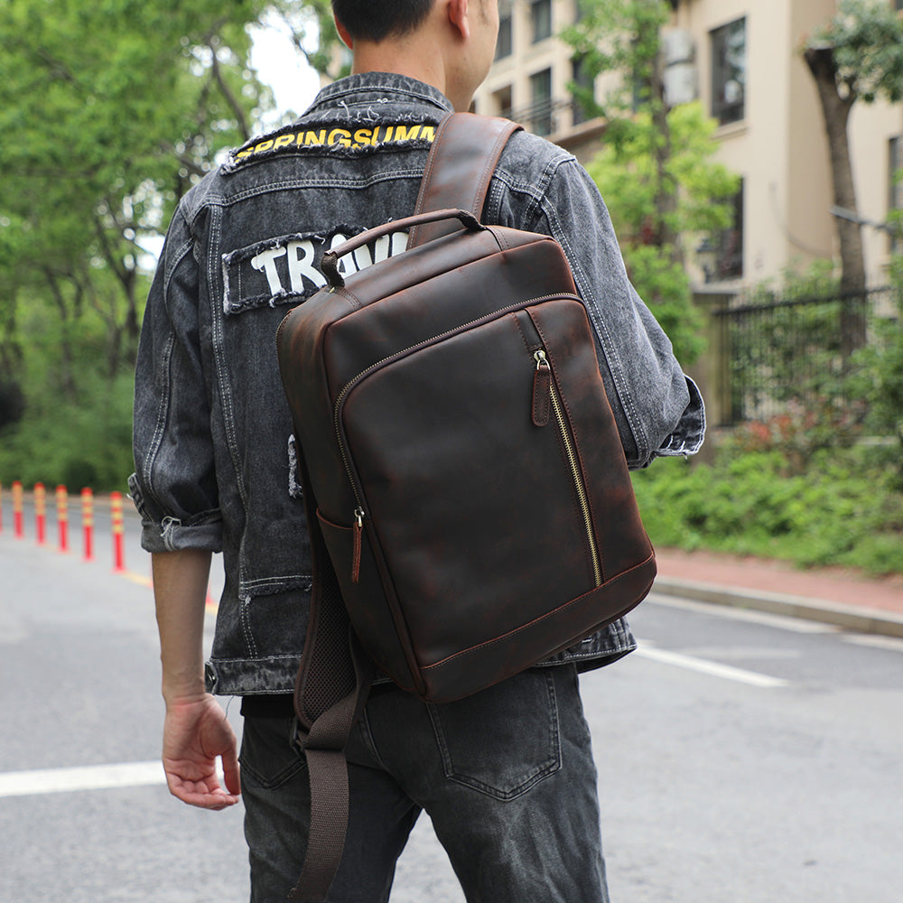 Men's Vintage Leather Backpack |  Full Grain Leather | Daypack