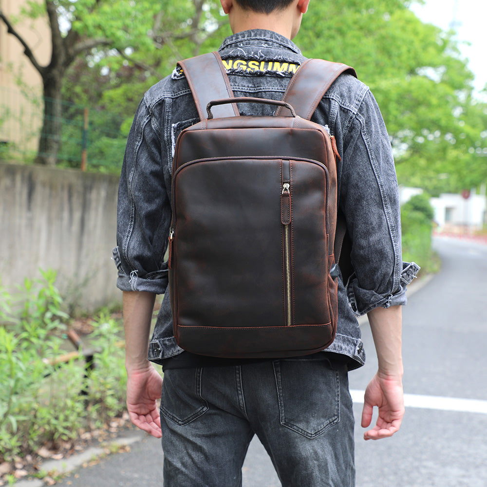 Men's Vintage Leather Backpack |  Full Grain Leather | Daypack