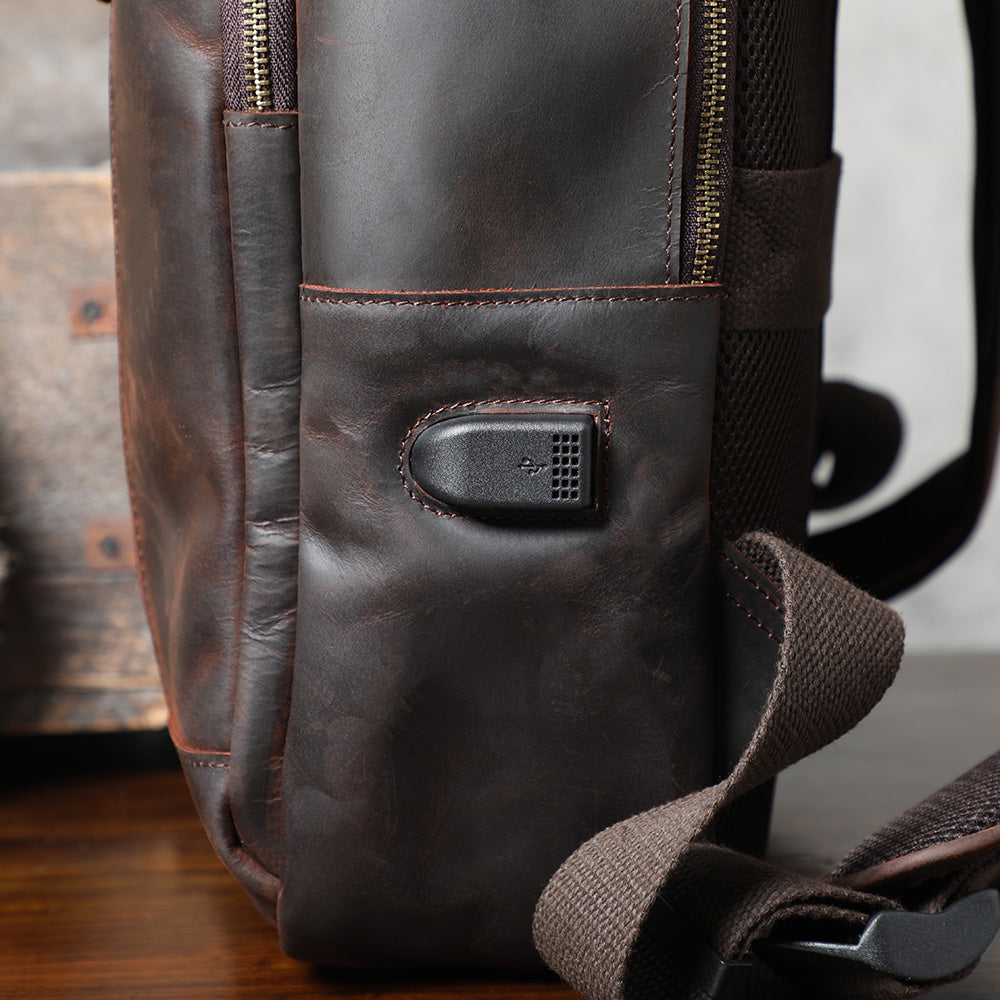 Men's Vintage Leather Backpack |  Full Grain Leather | Daypack