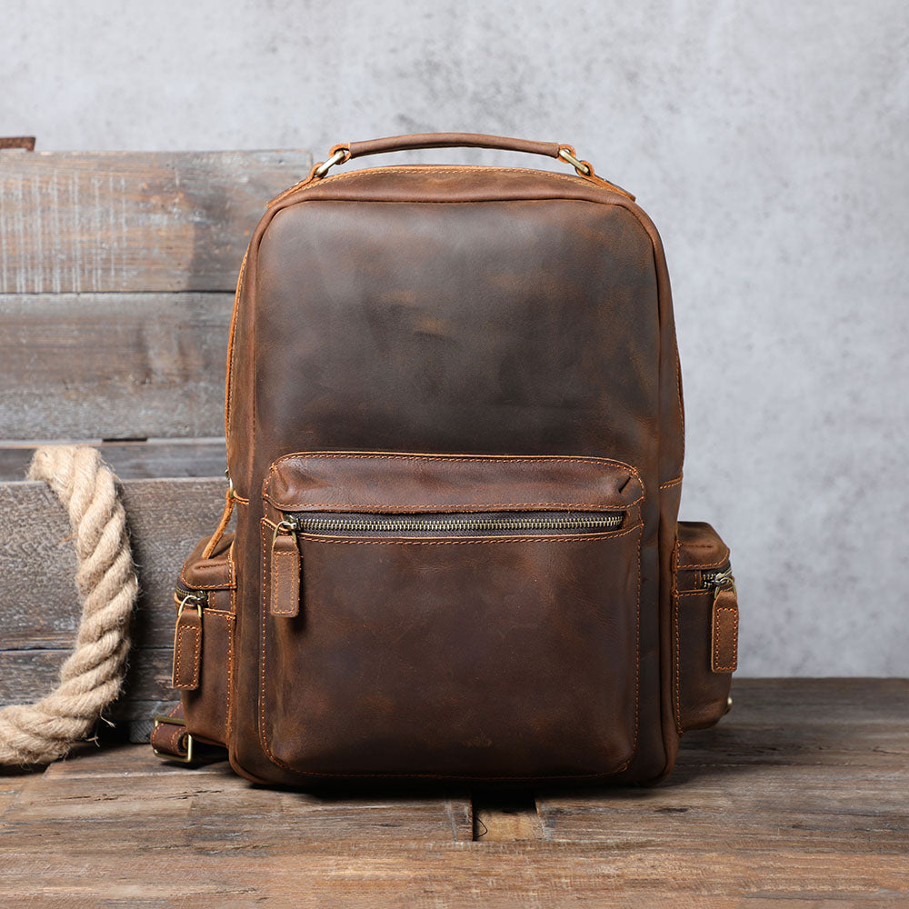 Men's Vintage Leather Backpack |  Full Grain Leather | Daypack